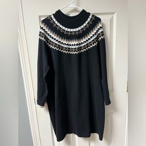 Talbots Black Sweater Dress with Yoking Pattern